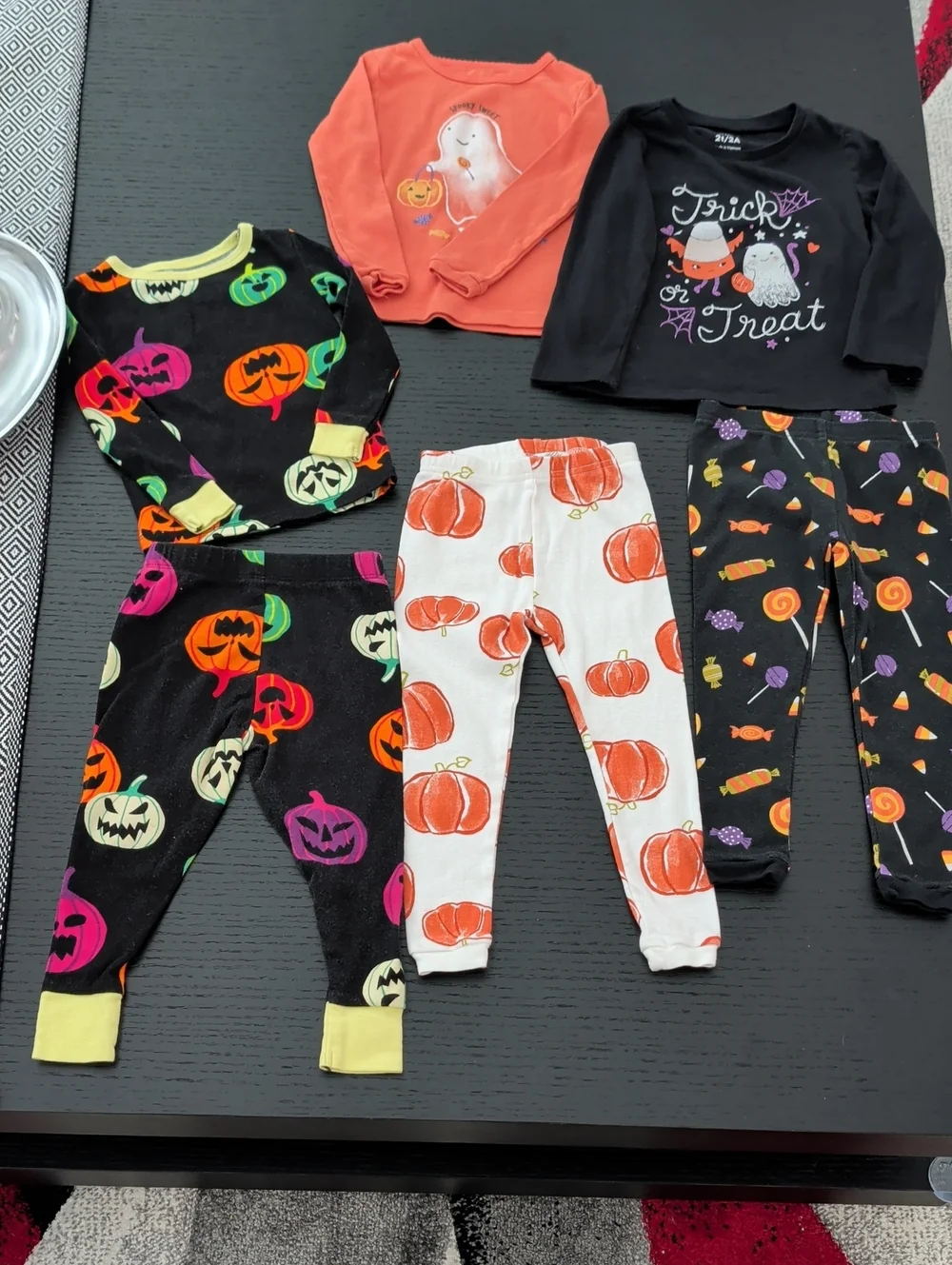 6 Piece Girl Toddler 2T Halloween Clothing Lot Pumpkins Glittery Ghost Candy